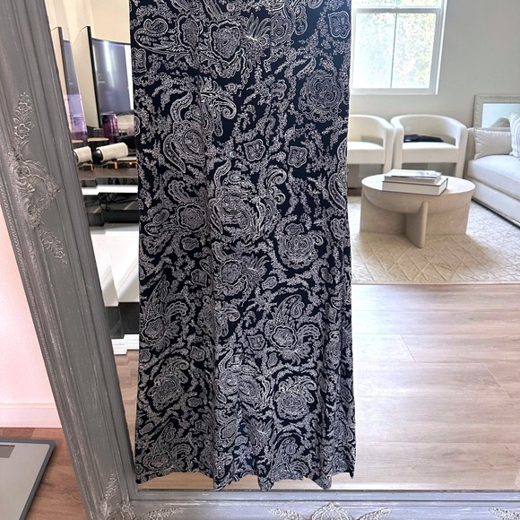 Theory Silk Paisley Print Georgette Maxi Dress Sleeveless Back Crisscross XS - Picture 6 of 10